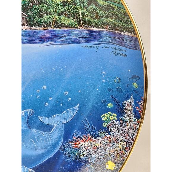 Underwater Paradise Chez Paul Dolphin Year 1991 Porcelain 8" Plate Wall Decor - Picture 8 of 14